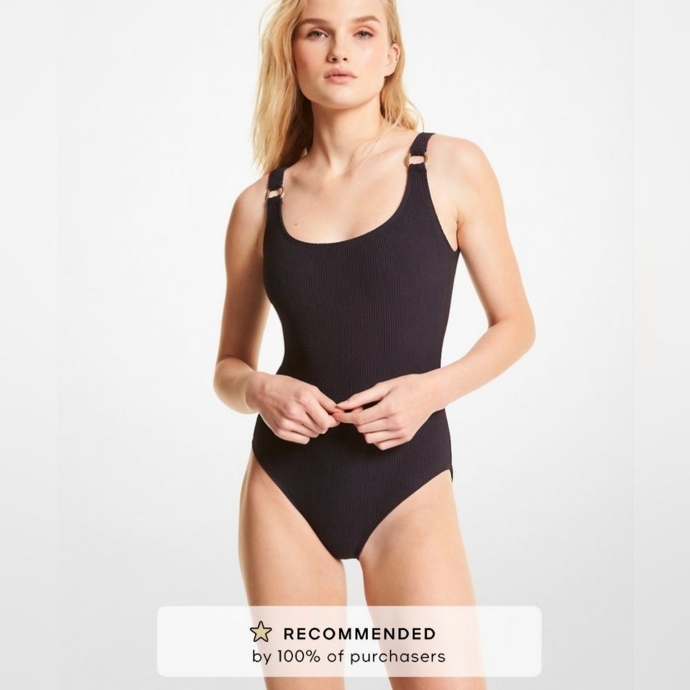 Michael Kors Decadent Texture Logo Ring U-Neck One-Piece NWT